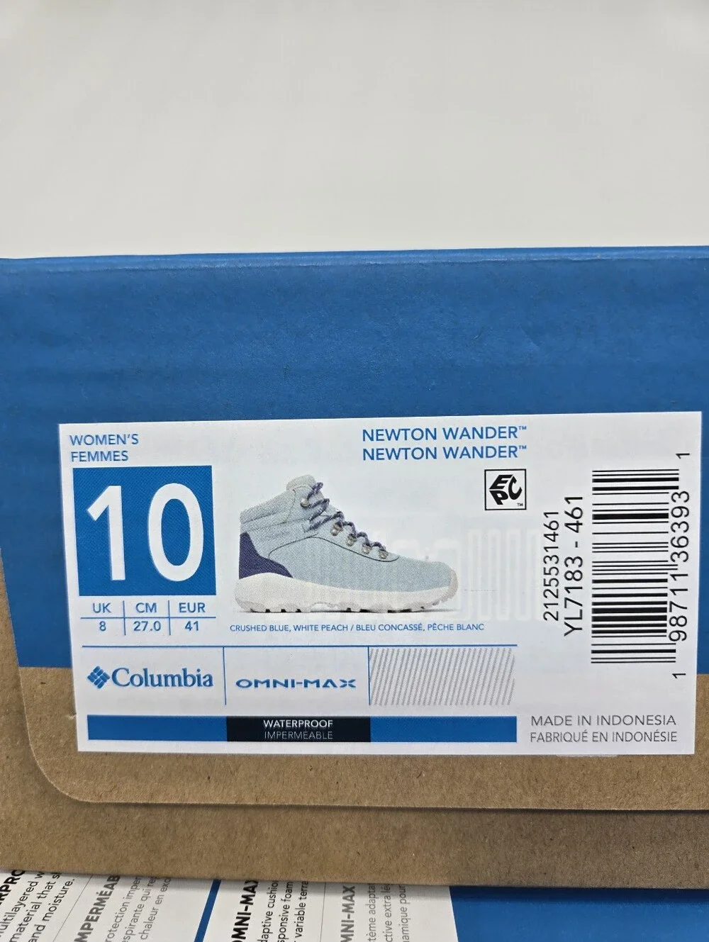 Columbia Women's Newton Wander Hiking Boots Crushed Blue Shoes Size 10